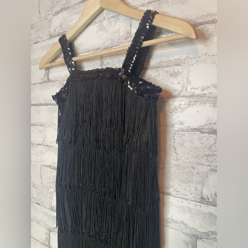 Girls (size 7-8y) Flapper Dress Black Sequin Halloween Costume 20’s era - Picture 2 of 5